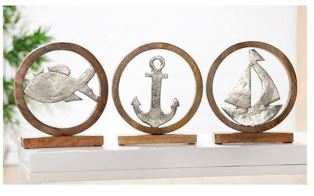 HomeDesign - Holz Kreis Fisch, Anker oder Schiff