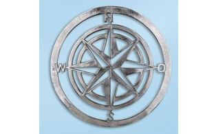 HomeDesign - Wandrelief Windrose - aus Alu in Silber mit rauer Oberfläche D 50 cm